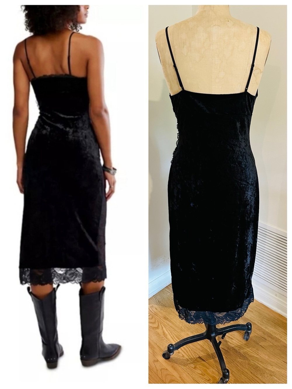 Free People Intimately Raise A Toast Midi Slip Dress, Black, Lg - Picture 2 of 8